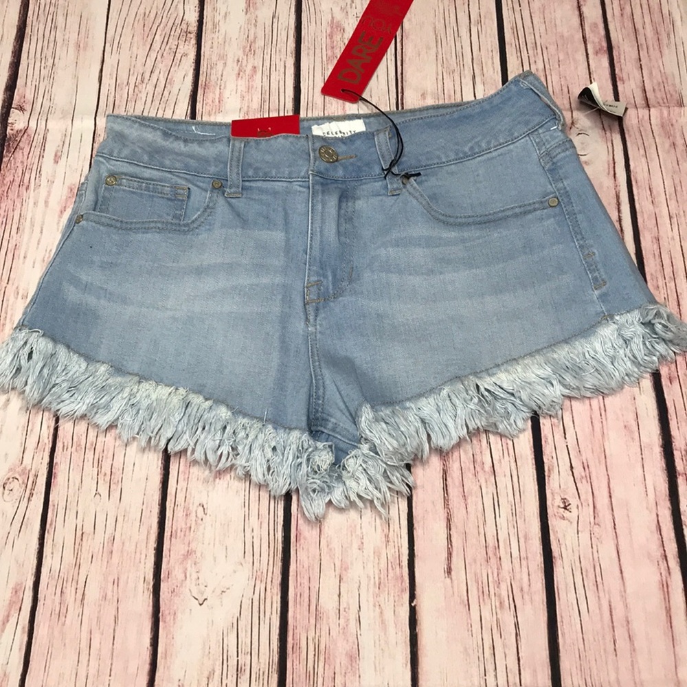Charlotte Russe distressed denim shorts 7 mid rise